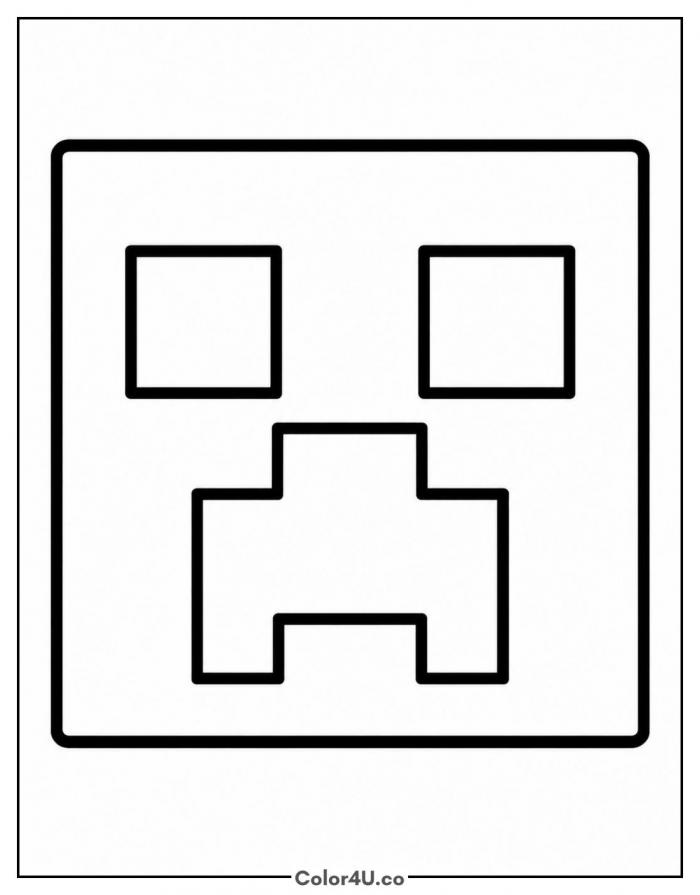 Creeper face, easy Minecraft coloring page, free printable