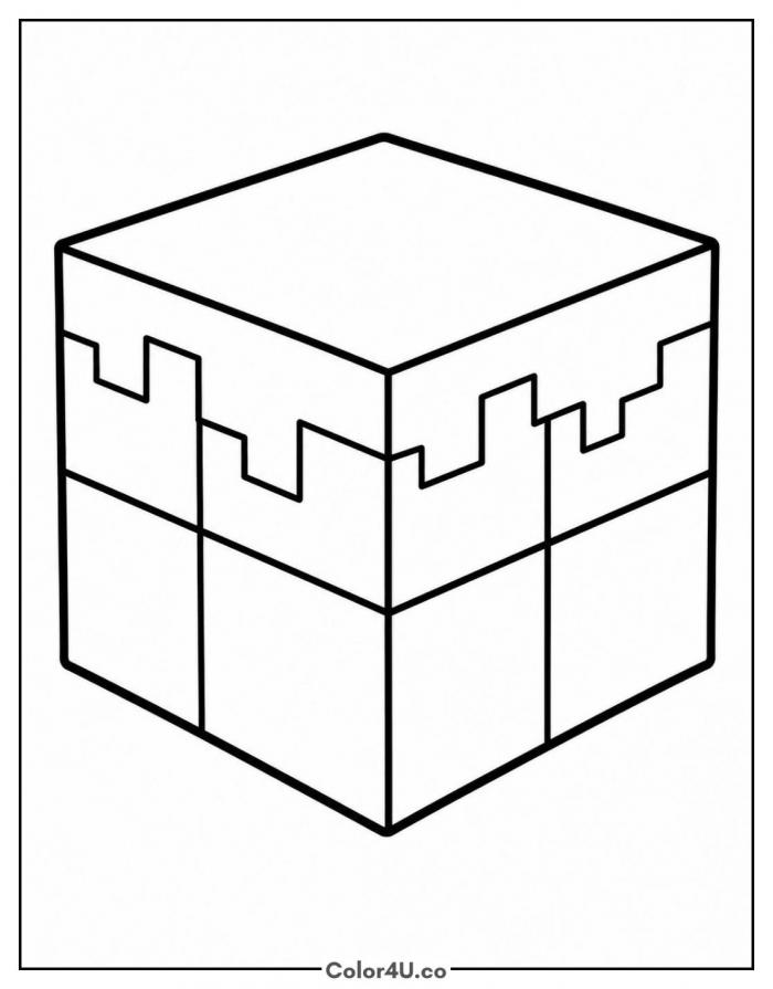 Grass block, easy Minecraft coloring page, free printable