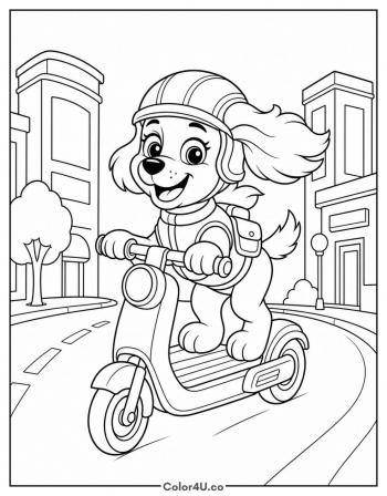 Liberty on Her Scooter coloring page