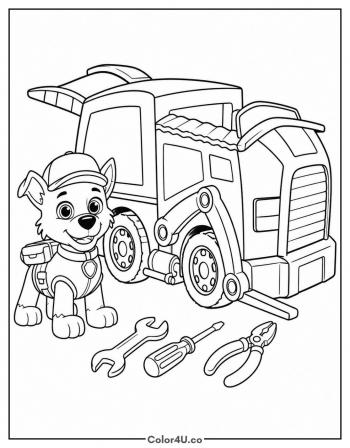 Rocky and His Recycling Truck coloring page