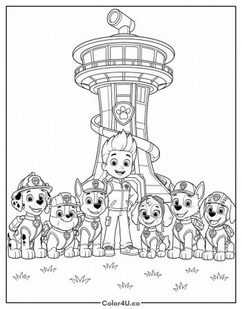 The Whole Team at the Lookout coloring page