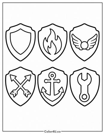 All Six Pup Badges coloring page