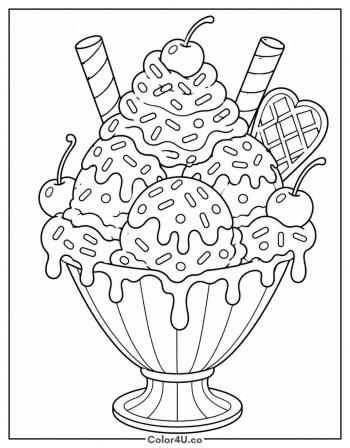 Sprinkle Party Sundae coloring page
