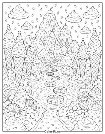 Ice Cream Land Adventure coloring page