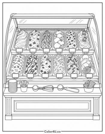 Gelato Display Case coloring page