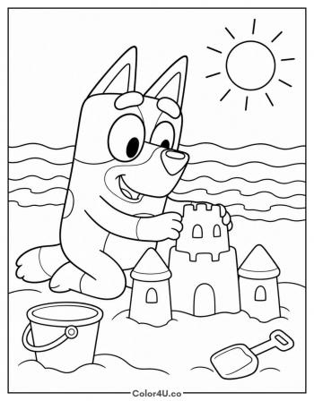 Bluey at the Beach coloring page