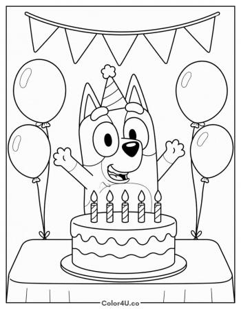 Bluey's Birthday Party coloring page
