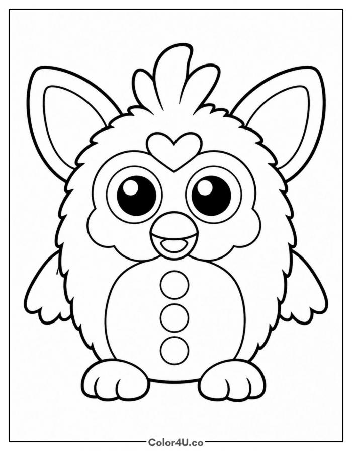 Chattermax the fluffy toy standing, easy Bluey coloring page, free printable