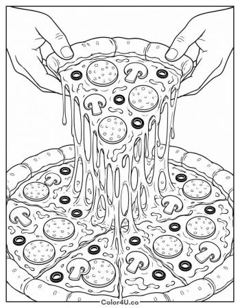 Cheese-Pull Close-Up coloring page