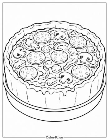 Deep-Dish Pan Pizza coloring page