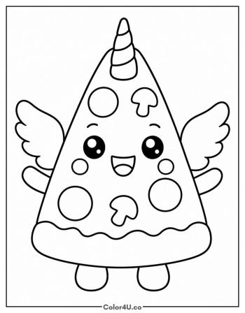 Kawaii Pizza Unicorn coloring page