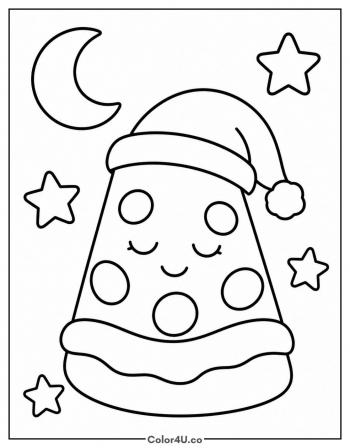 Sleeping Pizza & Stars coloring page