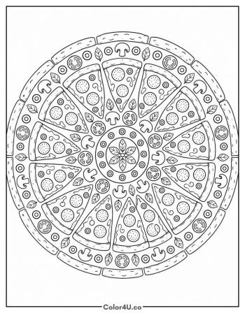 Pizza Mandala coloring page