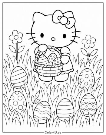 Hello Kitty’s Easter Egg Hunt coloring page