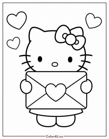Hello Kitty’s Valentine Card coloring page