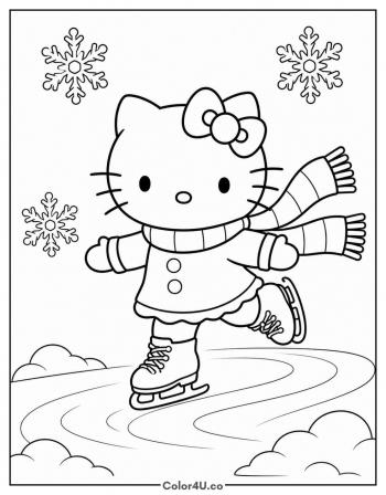 Hello Kitty on the Ice coloring page