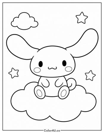 Cinnamoroll on a Cloud coloring page