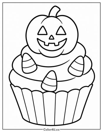 Pumpkin Cupcake coloring page