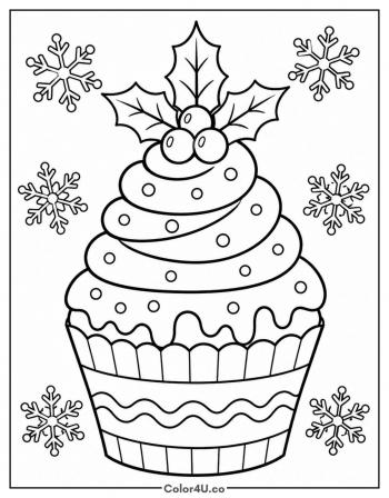 Christmas Cupcake coloring page