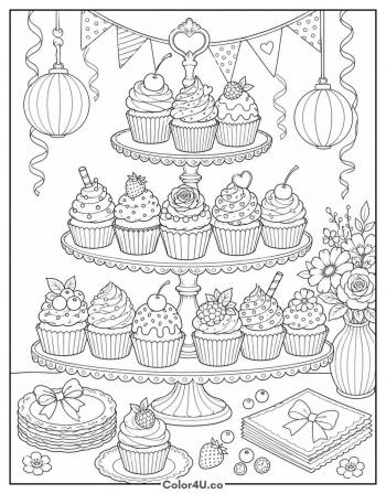 Cupcake Display Stand coloring page