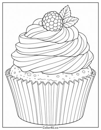 Bakery Cupcake Realistic coloring page