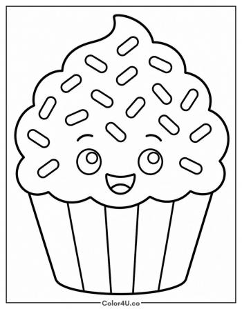 Sprinkle-Covered Cupcake coloring page