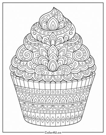 Mandala Cupcake coloring page