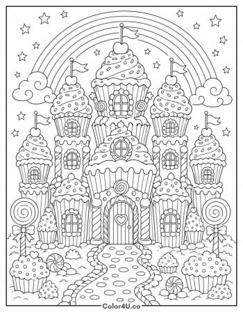 Cupcake Castle coloring page