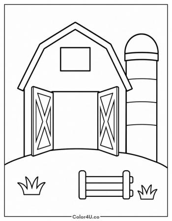 Red Barn on the Hill coloring page