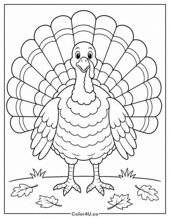 Proud Turkey with Fanned Tail coloring page