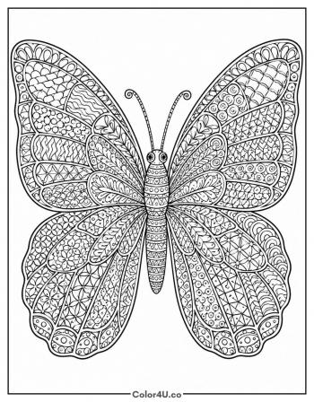 Zentangle Butterfly coloring page