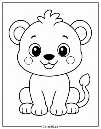 Baby Lion Cub Sitting coloring page