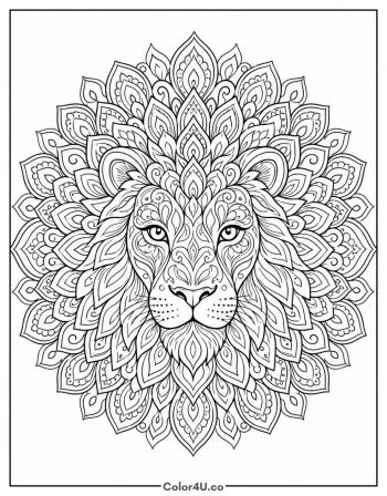Lion Face Mandala coloring page