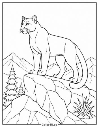 Mountain Lion on a Rock coloring page