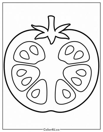 Tomato Cut in Half coloring page