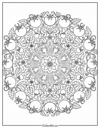 Tomato Mandala coloring page