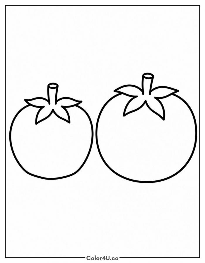 Two tomatoes side by side, easy fruit coloring page, free printable