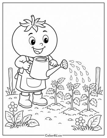 Tomato Gardener coloring page