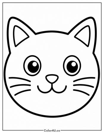 Simple Cat Face coloring page