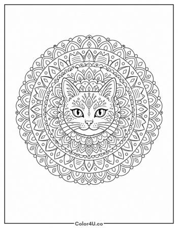 Cat Mandala coloring page