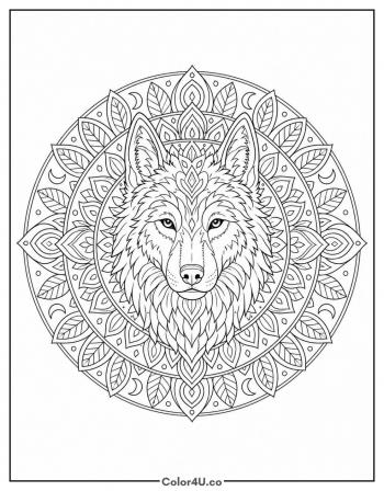 Wolf Mandala coloring page