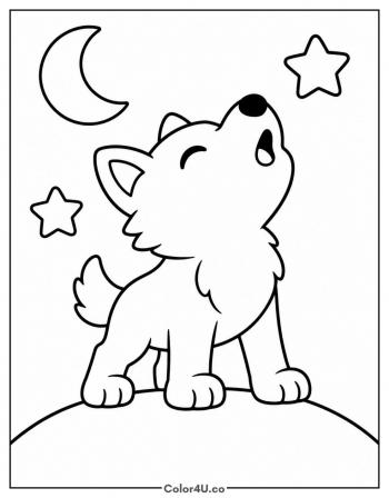 Wolf Pup Learning to Howl coloring page