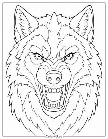 Snarling Wolf coloring page