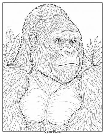 Gorilla Portrait coloring page