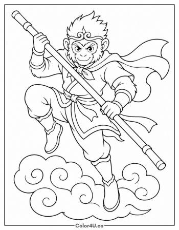 Monkey King Sun Wukong coloring page