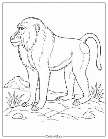 Baboon Full Body coloring page