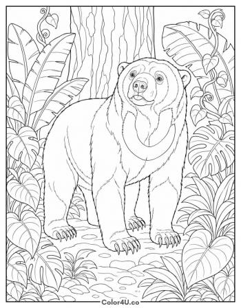 Sun Bear in the Jungle coloring page