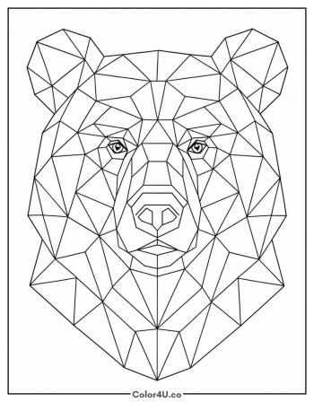 Geometric Low-Poly Bear coloring page