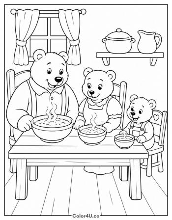 The Three Bears at Home coloring page
