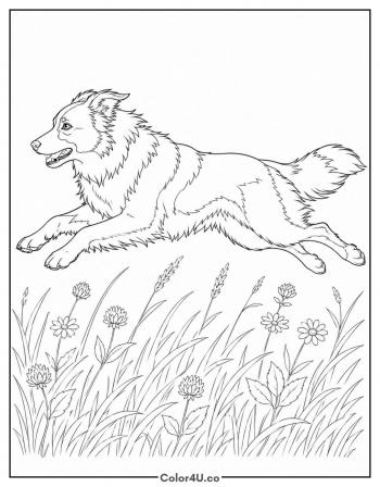 Border Collie Mid-Stride coloring page